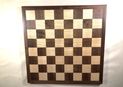 Walnut and figured English sycamore chess board