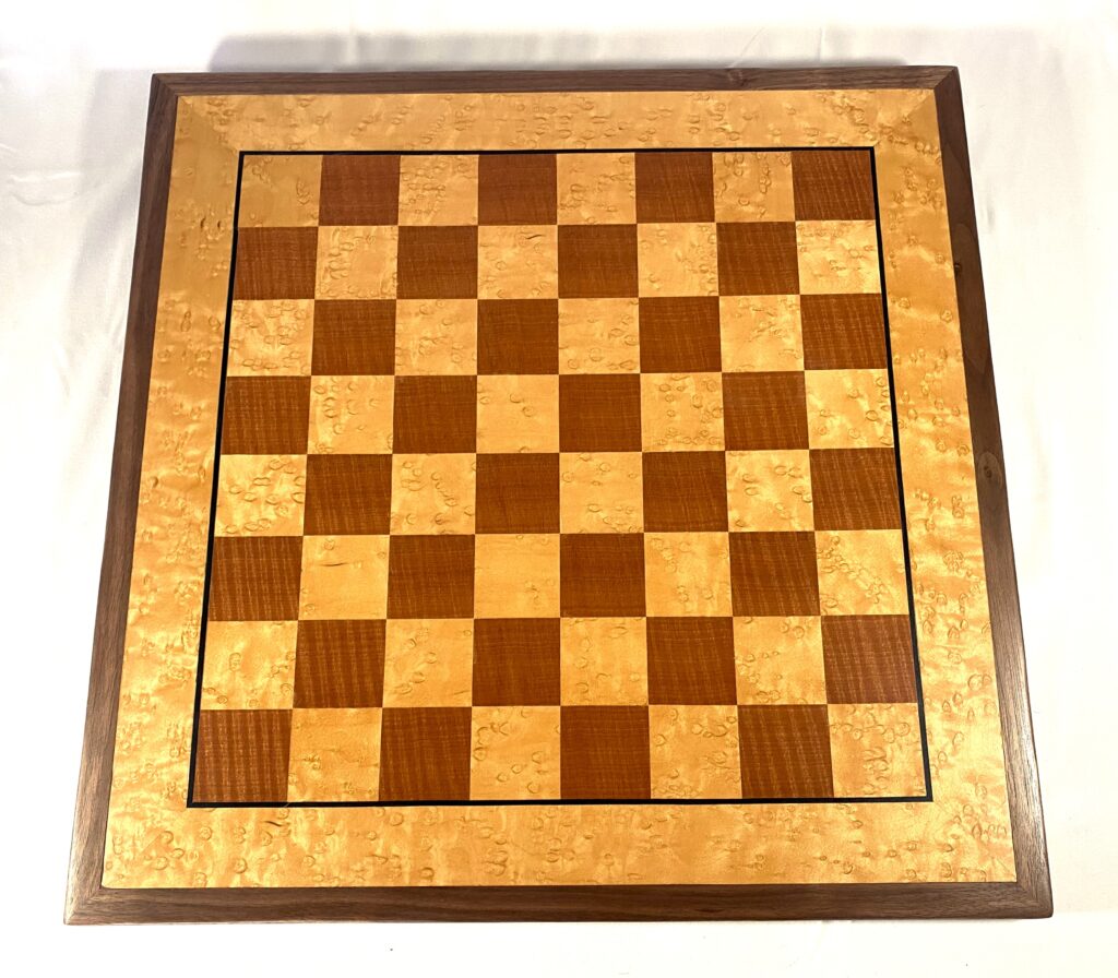 Chess board - birdseye maple and figured makore